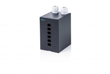 LWL Hutschienen verteiler, 6 Port, SC SX/LC DX, Schwarz 