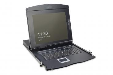 17" LCD KVM Konsole, 16-Port CAT 5, deutsche Tastatur 
